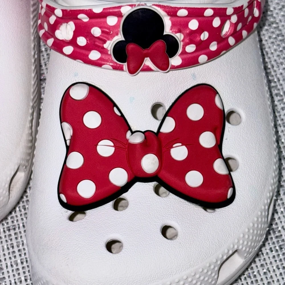 CROCS Red and White Polka Dot Bow Clogs